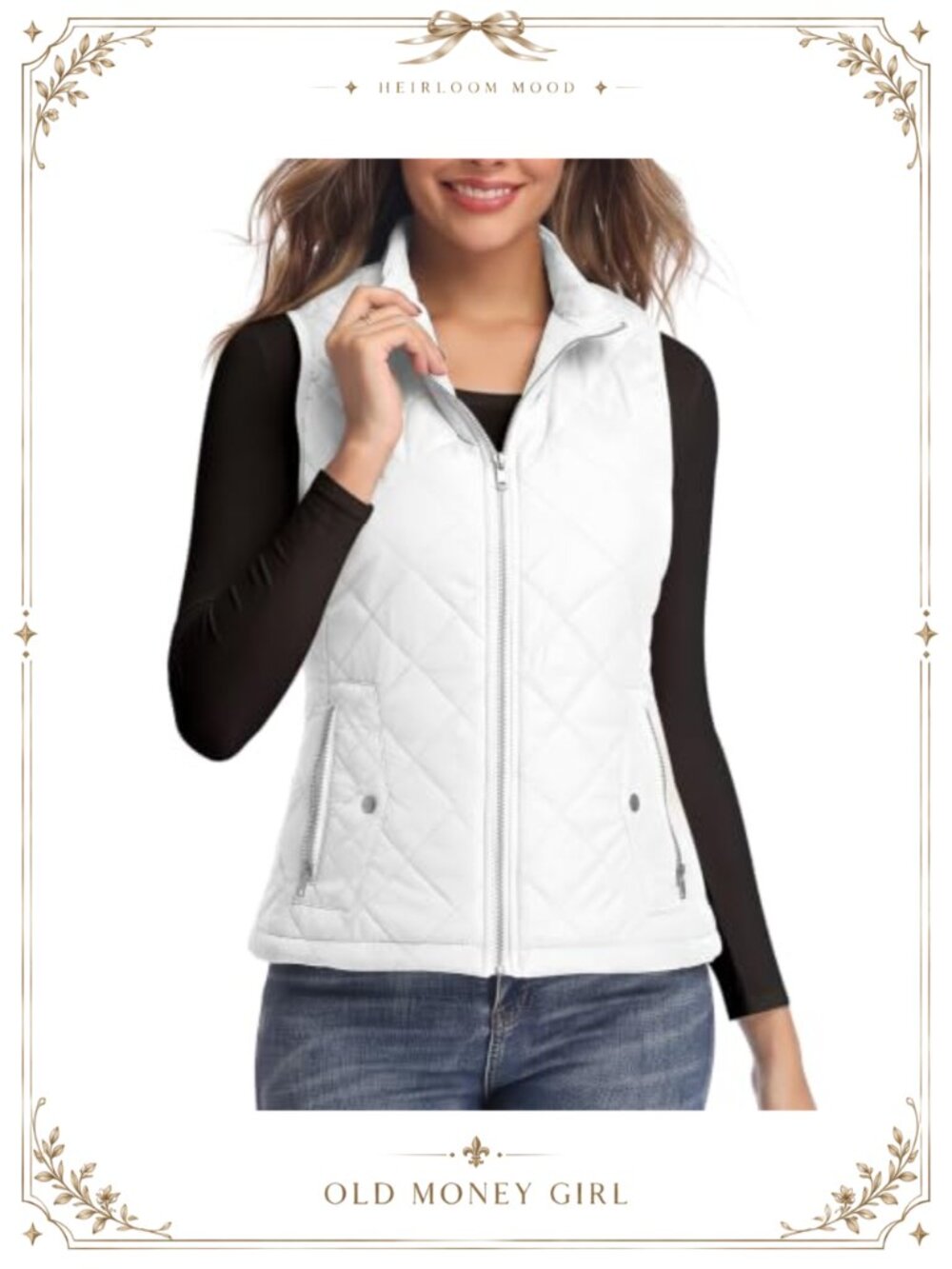 LONGKING Women's Quilted Zip Vest Lightweight Sleeveless Outerwear